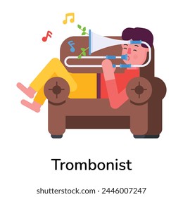 Check out flat icon of a trombonist 