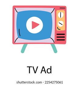 Echa un vistazo al icono plano de la televisión y 