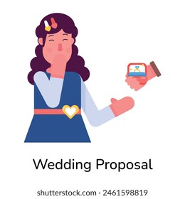 Check out flat icon of a wedding proposal 