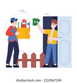 Check out flat illustration of books delivery 

