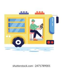 Check out flat illustration of a bus driver 