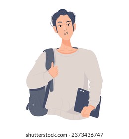 Check out flat illustration of college boy  - Powered by Shutterstock - Get 15% off with code: PIKWIZARD15
