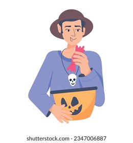 Echa un vistazo a la ilustración plana de comer dulces 
