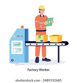 Check out flat illustration of factory worker v