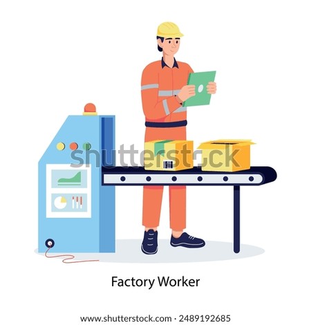 Check out flat illustration of factory worker v