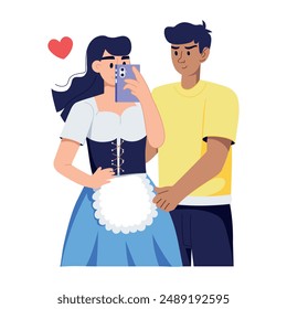 Check out flat illustration of interracial dating 