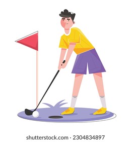 Check out flat illustration of playing golf 