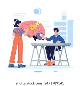 Echa un vistazo a la ilustración plana de la evaluación psicológica 