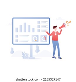Eche un vistazo a la ilustración plana del contenido del sitio web 


