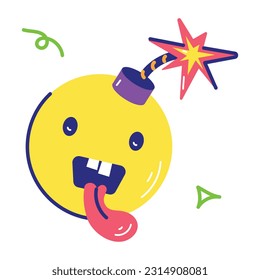 Echa un vistazo a la pegatina plana del emoji de la bomba 