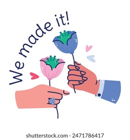 Check out flat sticker of giving roses 