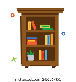 Check out flat sticker of library bookcase 