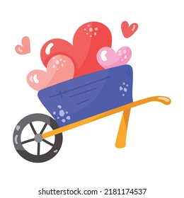 Echa un vistazo a la etiqueta plana del carro de amor 