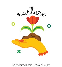 Check out flat sticker of nurture word 