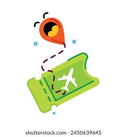 Check out flat sticker of a plane ticket 