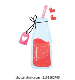 Echa un vistazo a la etiqueta plana de la bebida romántica 