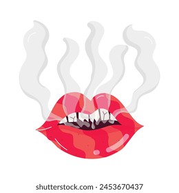 Check out flat sticker of smoking lips