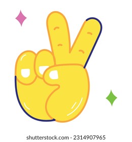 Check out flat sticker of victory gesture 