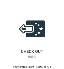 Check out glyph icon vector on white background. Flat vector check out icon symbol sign from modern accommodation collection for mobile concept and web apps design.