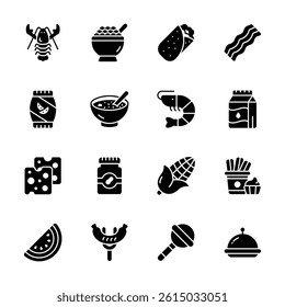 Check out glyph style pack of street food and drinks icons