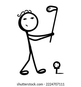 Echa un vistazo al icono del jugador de golf diseñado al estilo de boceto 