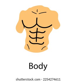 Check out hand drawn icon of body with six packs 