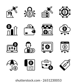 Check out handy bundle of bitcoin and crypto assets glyph icons