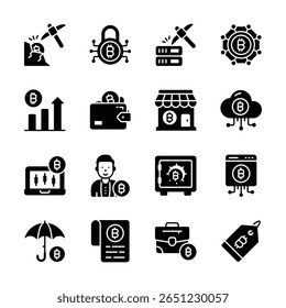 Check out handy bundle of bitcoin and crypto assets glyph icons