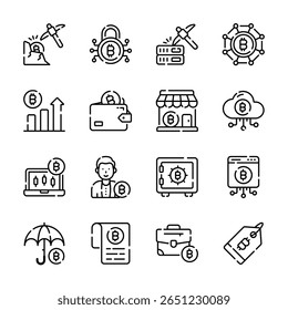 Check out handy bundle of bitcoin and crypto assets outline icons