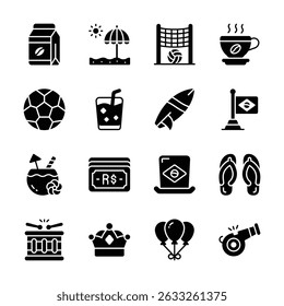 Check out handy collection of brazil tradition glyph style icons