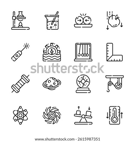 Check out handy pack of outline style physics and science icons