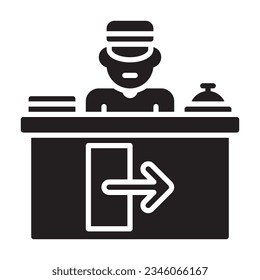 Auschecken von Symbol oder Logo-Illustration in schwarzem Stil