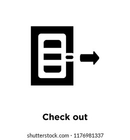 Check out icon vector isolated on white background, logo concept of Check out sign on transparent background, filled black symbol
