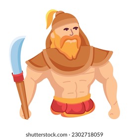 Echa un vistazo a la última ilustración plana de un guerrero de goliat