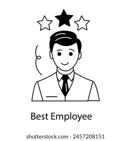 Check out line icon of best employee 