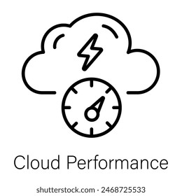 Check out line icon of cloud performance 