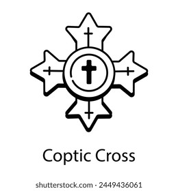 Check out line icon of coptic cross