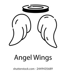 Check out line icon of diving angel wings