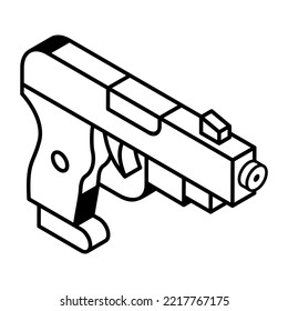 Check out line isometric icon of pistol 