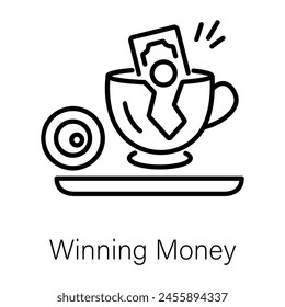 Check out line style icon of winning money 