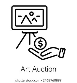 Check out linear icon of an art auction 
