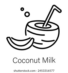 Echa un vistazo al icono lineal de la leche de coco 