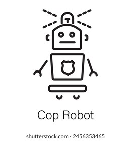 Schauen Sie sich das lineare Symbol eines Cop-Roboters an 