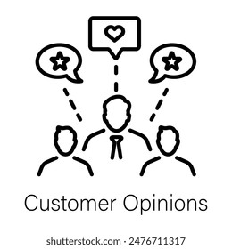 Echa un vistazo al icono lineal de las opiniones de los Clientes 