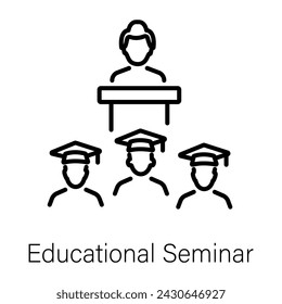 Check out linear icon of educational seminar 