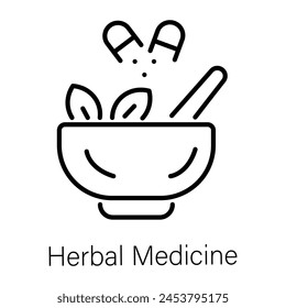 Echa un vistazo al icono lineal de la medicina herbal 