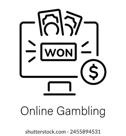 Check out linear icon of online gambling 