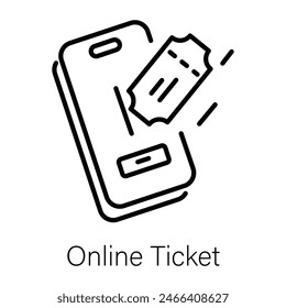 Check out linear icon of online ticket 