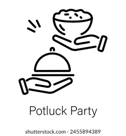 Check out linear icon of potluck party 