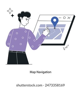 Echa un vistazo a la ilustración lineal de la navegación de mapas 